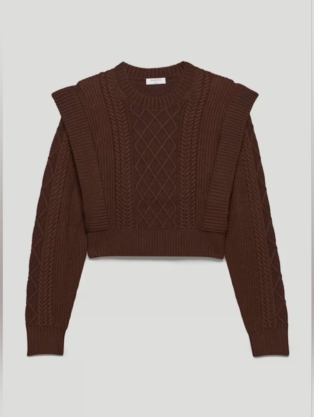 Cable-Knit Cropped Sweater in Brown - Picture 1 of 6